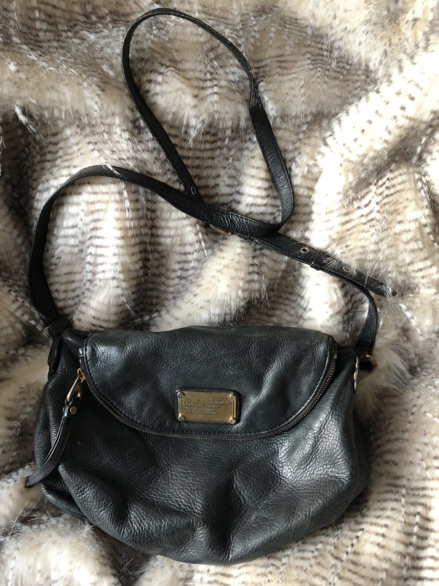 Marc Jacobs Natasha Black Pebble Leather Flap Crossbody Bag