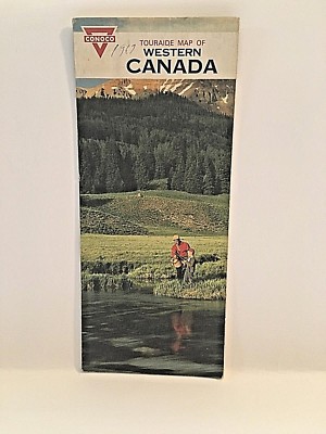 Vintage Map 1967 Conoco Oil  Western Canada in VG-EX Condition. Y9