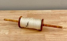 Vintage Wooden Kite String Spool Winder Red  Green Details 12" Long