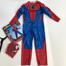 Jazwares Spiderman Big Kid Costume Muscle Chest Padded Jumpsuit with Mask S 6-7
