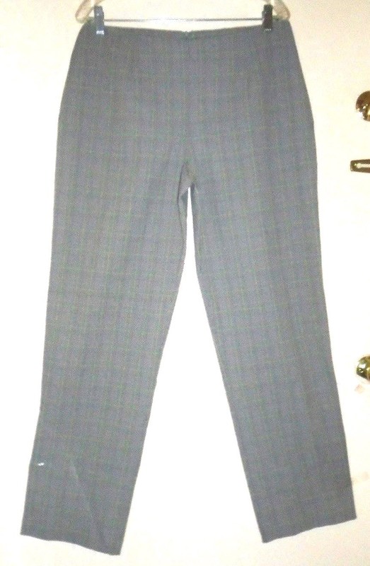 Women's DBY II Girly Plaid Black White Green Career Church Dressy Pants Sz 12 