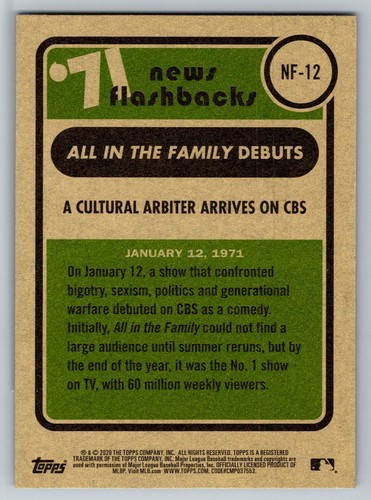 2020 Topps Heritage #NF-12 Archie Bunker Flashbacks '71 - Picture 2 of 2