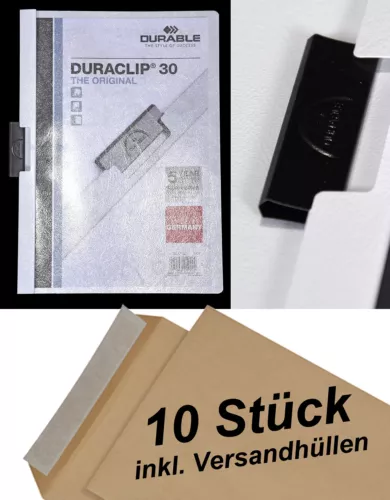 10 Durable Dossier à Pince Duraclip 30, Films Rigides Jusqu'À 30 Feuille Blanc +