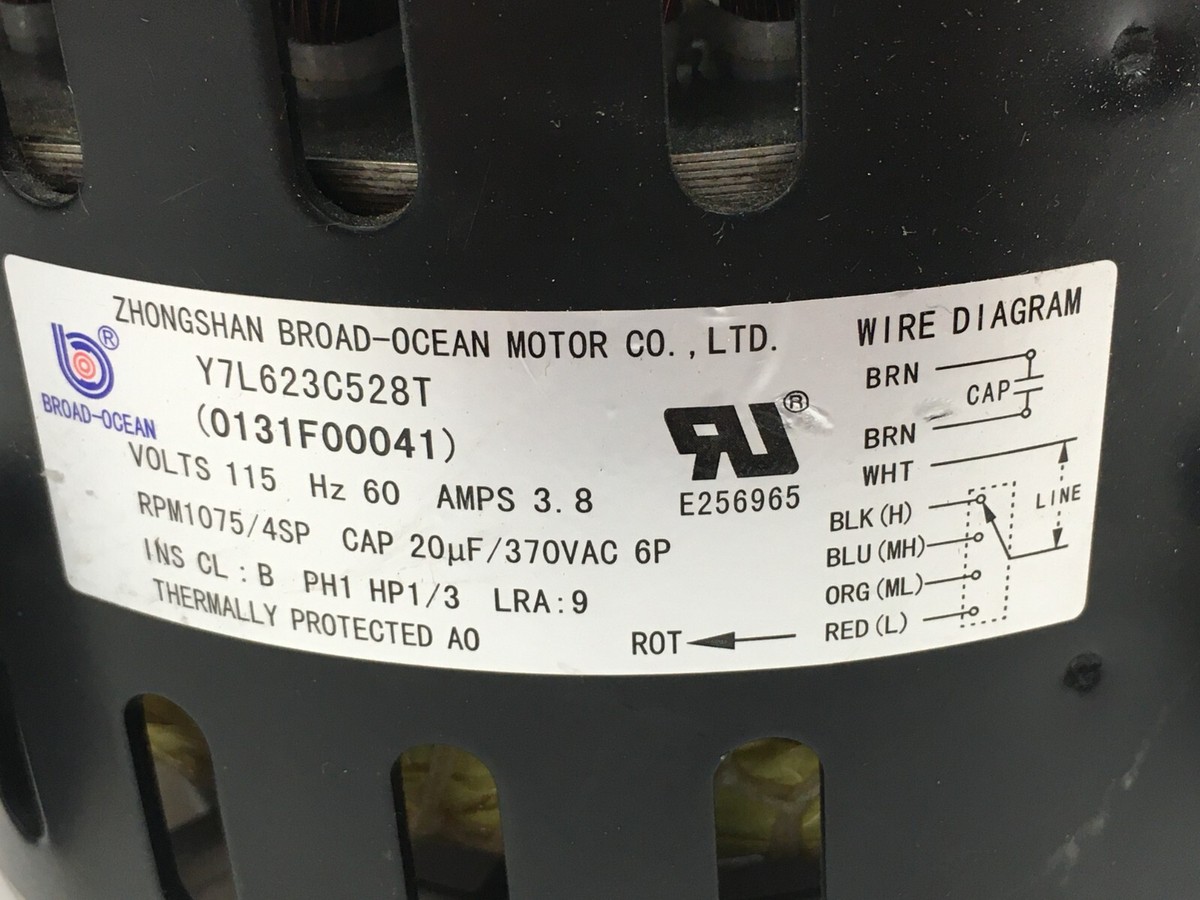 Zhongshan Broad-Ocean Y7L623C528T Blower Motor 0131F00041 1/3HP