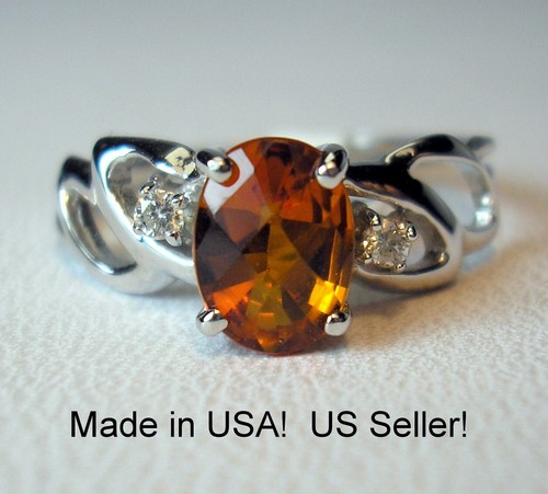 0.73 ct Natural Madeira Citrine & Diamonds 10K White Gold Ring Was $625 Video - Picture 2 of 10