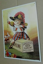 James Pyle's Pearline Washing Compound Laundry Soap 1990's Repro Tin Sign 11x14