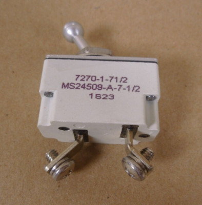 Klixon Circuit Breaker Toggle Switch , MS24509-A-7-1/2 , 7270-1-7-1/2 , 7.5 Amp