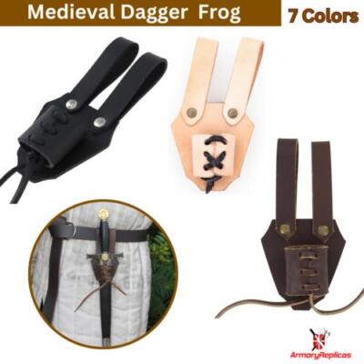 Genuine Leather Dagger Holster Medieval Adjustable Weapon Sword Frog | 8 Colors