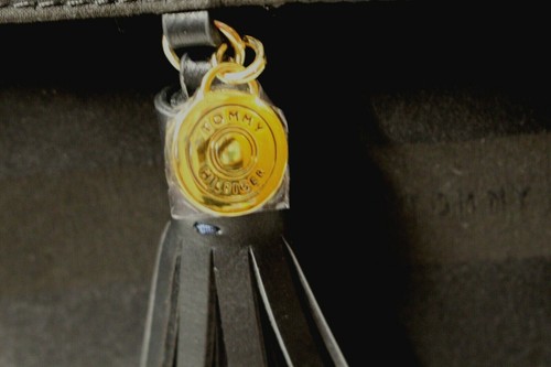 TOMMY HILFIGER Backpack Black-on-black striped Faux Leather Shoulder bag NWT - Picture 9 of 9