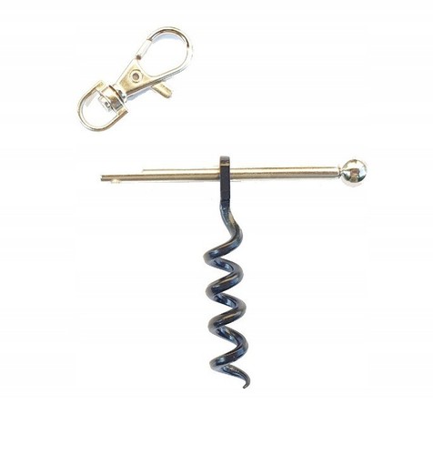 Mini wine bottle opener corkscrew keyring w/ comfy carabiner - take it anywhere - Picture 4 of 14
