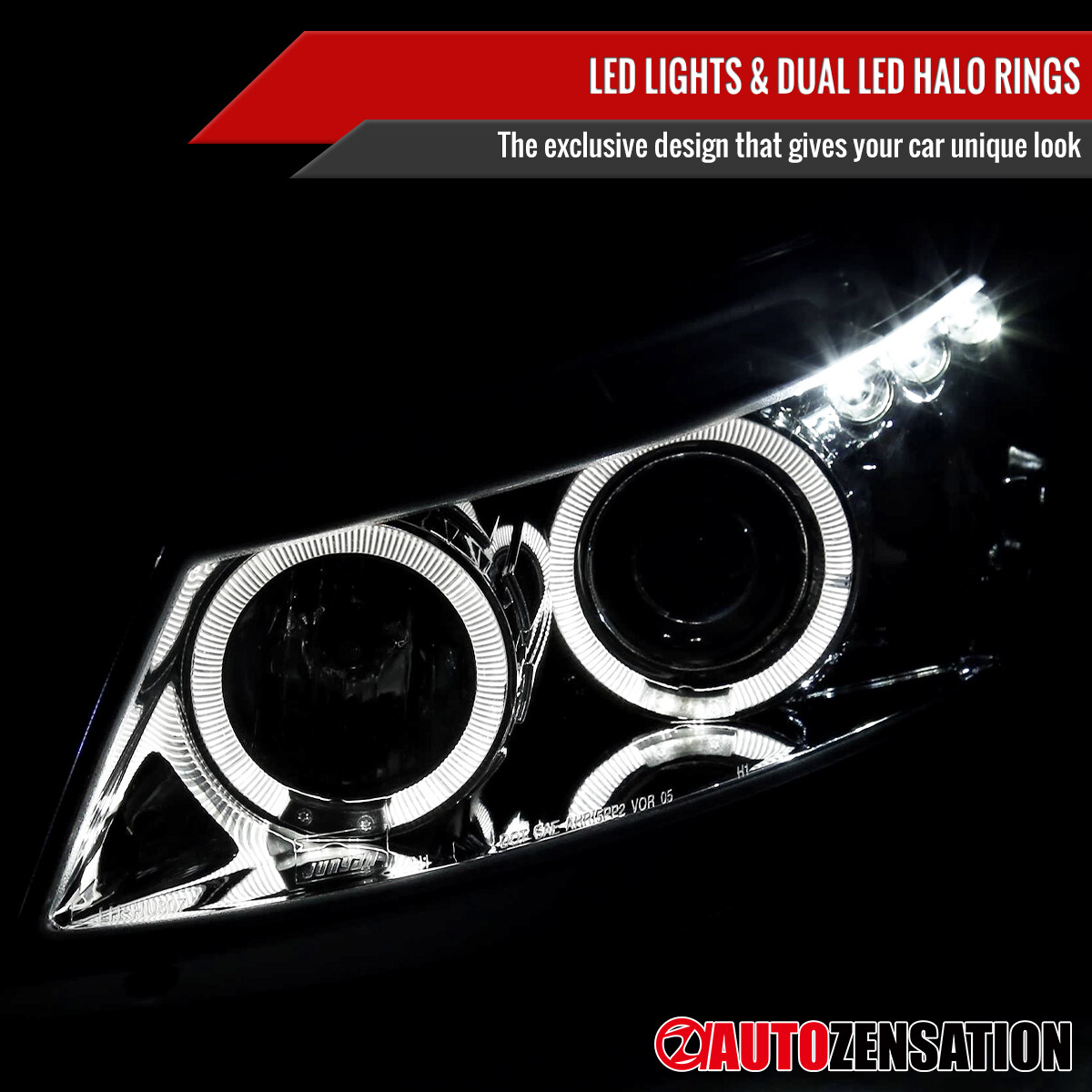 Fit 2008-2012 Honda Accord Coupe LED Halo Projector Headlights Left+Right 08-12