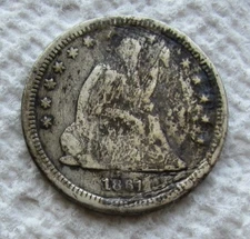 1861-S  Seated Liberty Silver Quarter Rare Key Date Fine  VF  Damaged Corroded