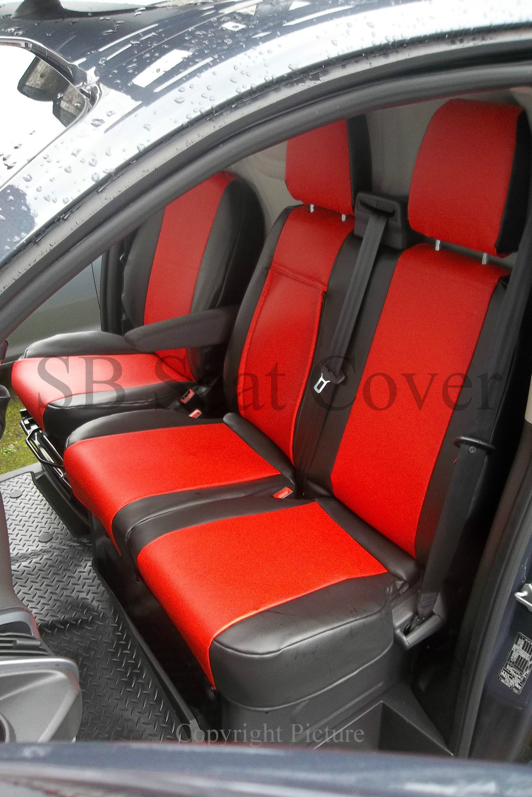 TO FIT A FORD TRANSIT CUSTOM VAN SEAT COVERS 2015, TREND, POPPY RED