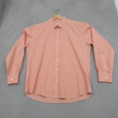 Southern Pine Shirt Mens XL Orange Check Stretch Button Front Long Sleeve Casual