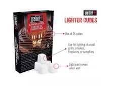Weber Lighter Cubes Fire Starters 24 Pack Odorless Smokeless Non-Toxic BBQ