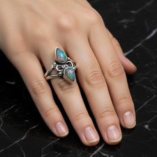 Multi Fire Opal Gemstone 925 Sterling Silver Ring Handmade Jewelry Ring For Gift