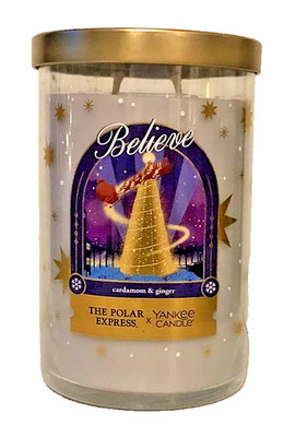 BELIEVE CANDLE 20 OZ TUMBLER DOUBLE WICK CARDAMOM & GINGER POLAR EPXRESS YANKEE