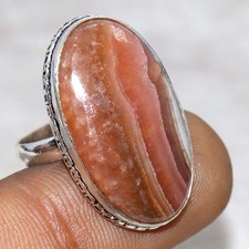 Rhodochrosite 925 Silver Plated Ring US 8 Superb Gift MJ