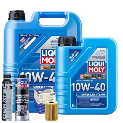 Motoröl 10W40 LIQUI MOLY Super Leichtlauf 6L+MAHLE Ölfilter +Spülung +Cera Tec