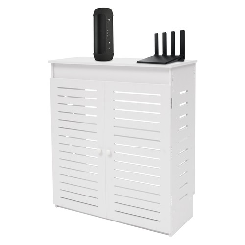Armadio Portaoggetti Router in PVC Bianco 60x70x25cm Organizer con Gestione Cavi - Foto 7 di 20