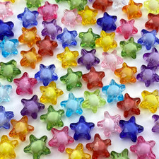 220 Pcs 11Mm Acrylic Star Pony Beads Colorful Clear Loose Spacer Plastic Beads f