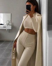 ZARA NWT Women'S High Waisted Trousers Pant In Tan Size M