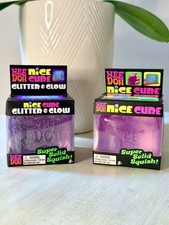 NeeDoh Lot of 2- Viral Squishy Nice Cube  Glitter and Glow Combo A MUST     