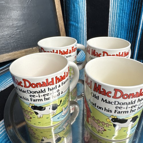 Vintage Old MacDonald Had a Farm Becher Tassen 1 Ente, 1 Schwein, 1 Küken & 1 Kuh