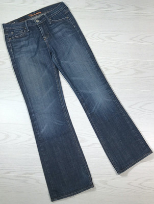 Fidelity Bella Donna Mid Rise Bootcut Jeans Womens 27 Blue Cotton Blend Boho