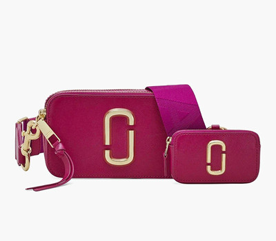 Marc Jacobs Pink Snapshot Crossbody Bag Logo Strap Detachable Coin Purse Zip