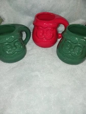 3D Santa Face DOLOMITE Mugs. 14oz. Red Green. Hobby Lobby. New Lot Of 3. 