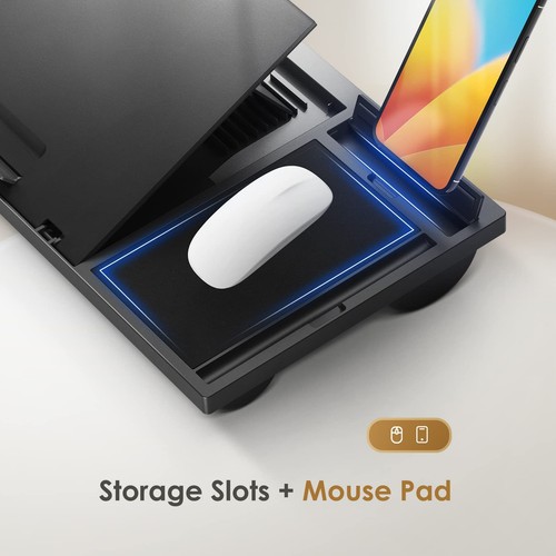 Adjustable Laptop Desk With Cushion Mouse Pad & Cellphone Slot Laptop Stand For - 第 7/9 張圖片