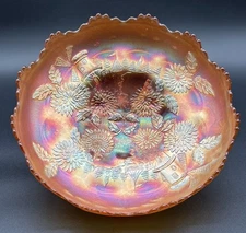 Fenton - Chrysanthemum Windmill & Sailing Boat Pattern - Carnival Glass Bowl
