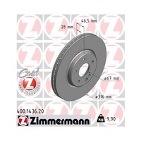 2X Zimmermann Bremsscheibe Ø316Mm FüR Mercedes E Klasse CLK C W202