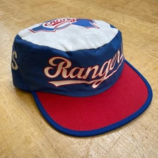 Vintage 80s Texas Rangers Twins Enterprise Painters Pill Box Cap Hat MLB