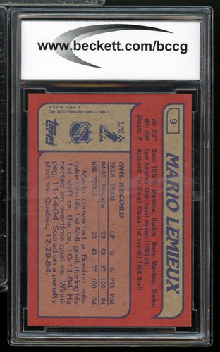 1985-86 Topps #9 Mario Lemieux Rookie Card BGS BCCG 10 Mint+ - Picture 2 of 10