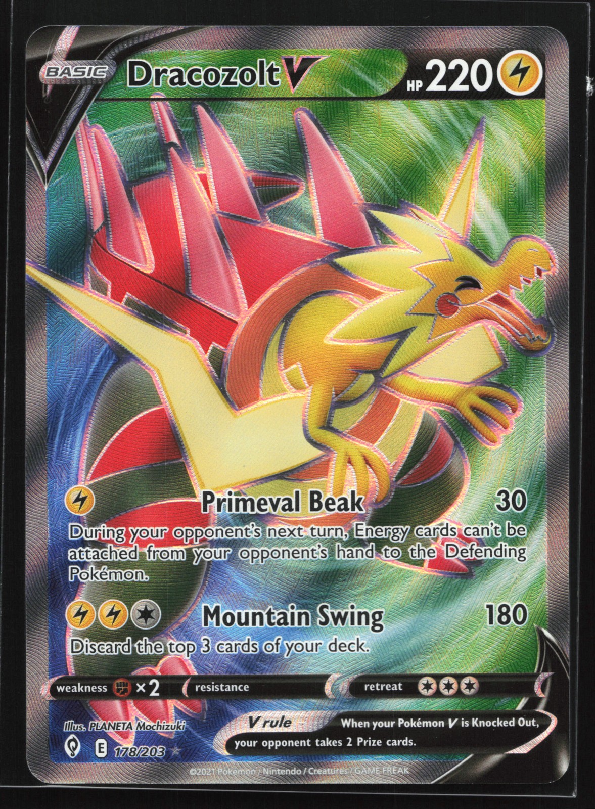 Dracozolt V (Full Art) 178/203 SWSH07: Evolving Skies Ultra Rare Pokemon Card