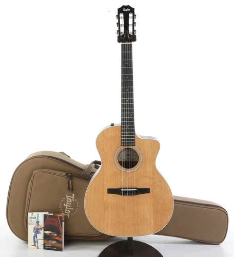 Taylor 214ce-N Nylon-string Acoustic-Electric Guitar - Natural - Cracked Top