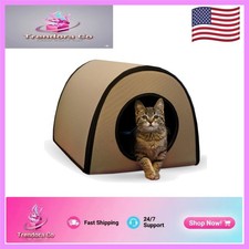 Weather-Resistant Heated Cat House - Insulated Shelter for Feral Cats, 21x14x13