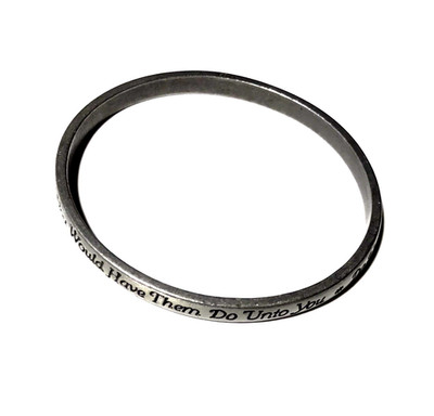 Vtg Camco Golden Rule Bracelet Pewter DO UNTO OTHERS AS YOU WOULD HAVE THEM DO..