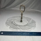 Vtg Serving tray  Ice Glass Silver turning Handle, 10” Round 1 Tier MCM Granny