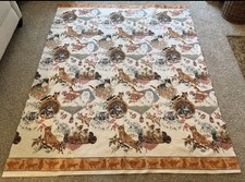 Vintage 90s Cat Kitten Blanket Chintz Floral Basket Kitty Kitsch USA Made