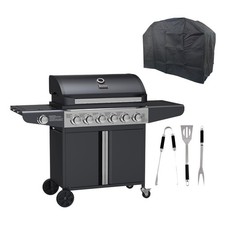 Boss Grill Kentucky Premium 6 Burner Gas + 1 Side Burner BBQ in Black 