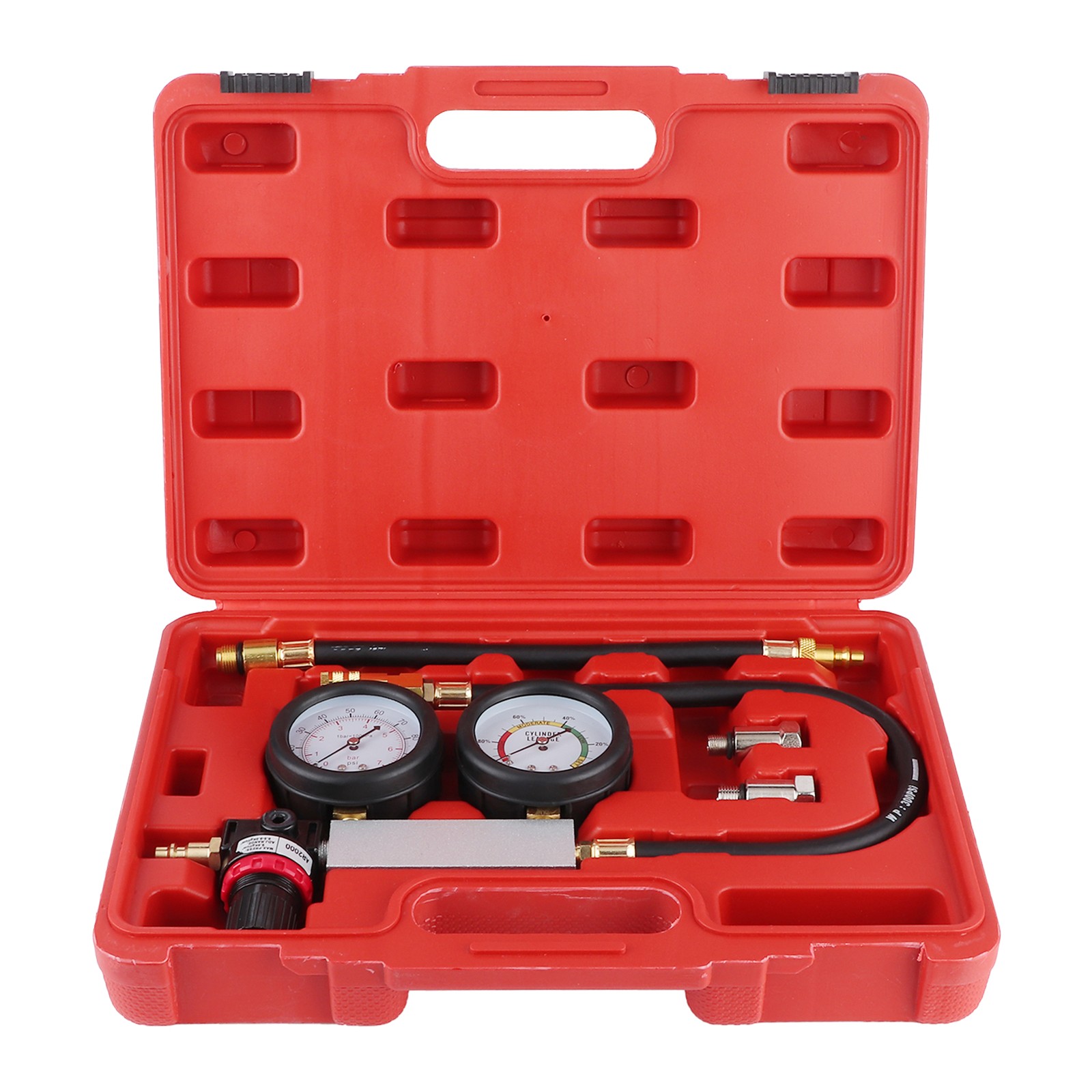 ⁺Cylinder Tester Double Pressure Gauge Compression Leakage Detector Kit