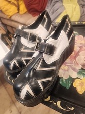 vintage platform club shoes black white sz 8  disco