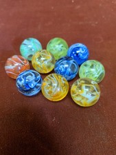 Lot of Ten Vintage Glass Marbles Clear with Swirls Mixed Colors