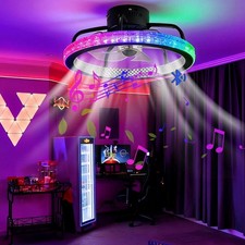 TCFUNDY RGB LED Ceiling Fan with Light & Bluetooth Speaker APP & Remote Control