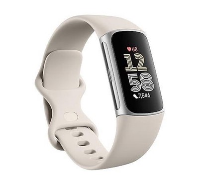Fitbit Charge 6 Fitness Tracker with Google apps and GPS Porcelain/Silver