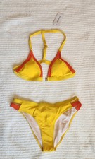 Modihito Bikini 2pc Racerback Front Clasp Yellow  Orange M 7-8 B Cup New W/ Tag