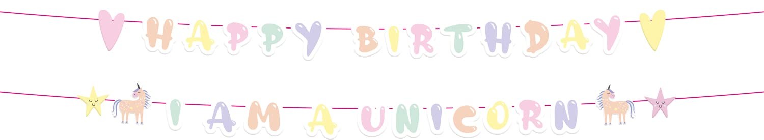 Folat Unicorns & Rainbows 68285 Letter Garlands, Pack of 2, Multi-Coloured